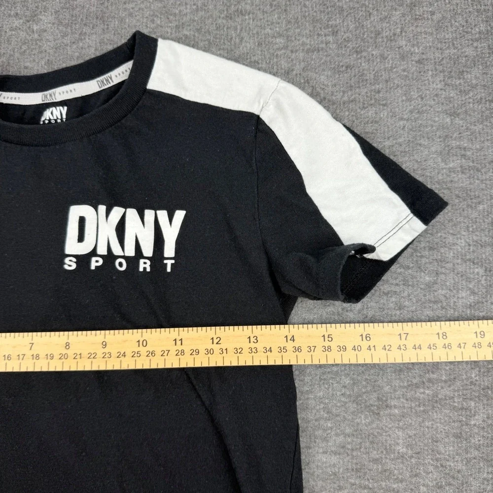 DKNY Sport T-Shirt Kids Size‎ 10 Black White Graphic Short Sleeve Tee